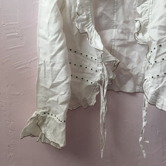 Svetlana Studded + Laced Trim Baronesses Blouse White Shirt Collar and Frills - Picture 3 of 9